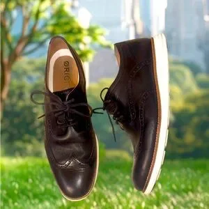 Dress Shoe Cole Haan Original Grand Wingtip Derby Cole Haan Black Leather  Oxford Zerogrand Dress Shoes Mens Size